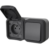 Interrupteur + prise - QUARX - Aqua Pro - Extérieure, verticale, IP55, 250V, 16A