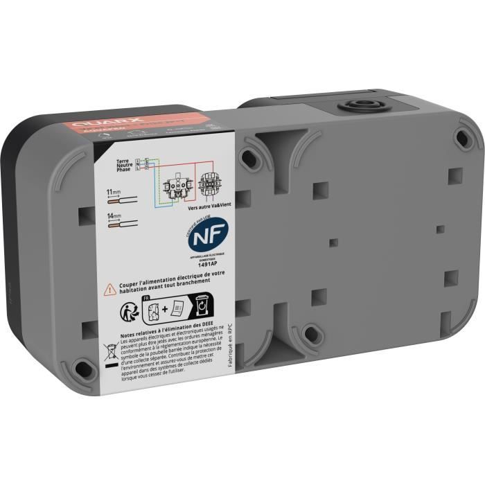 Interrupteur + prise - QUARX - Aqua Pro - Extérieure, verticale, IP55, 250V, 16A