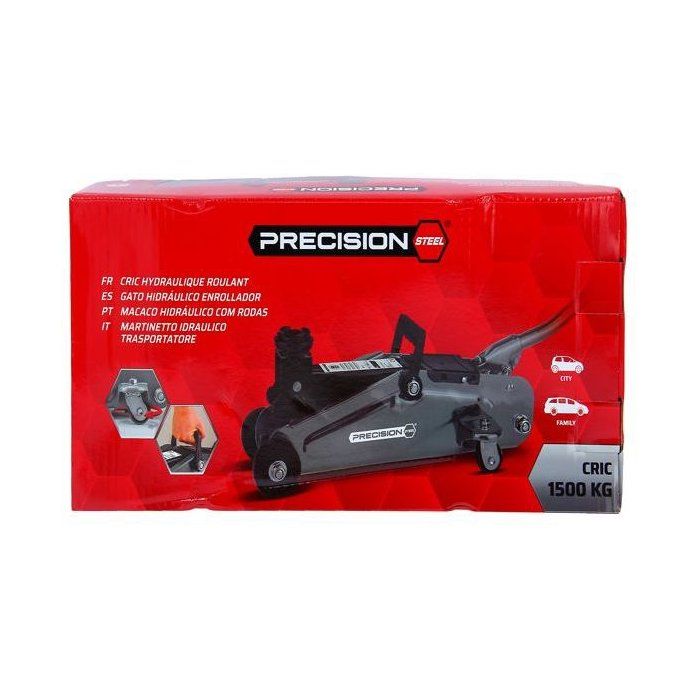 Cric hydraulique rouleur 1,5T - PRECISION STEEL - Levage de 135 mm a  330 mm