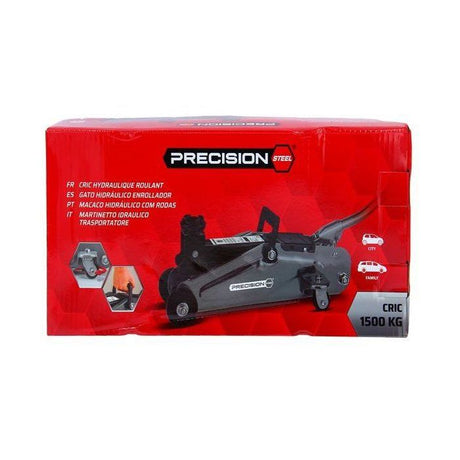 Cric hydraulique rouleur 1,5T - PRECISION STEEL - Levage de 135 mm a  330 mm