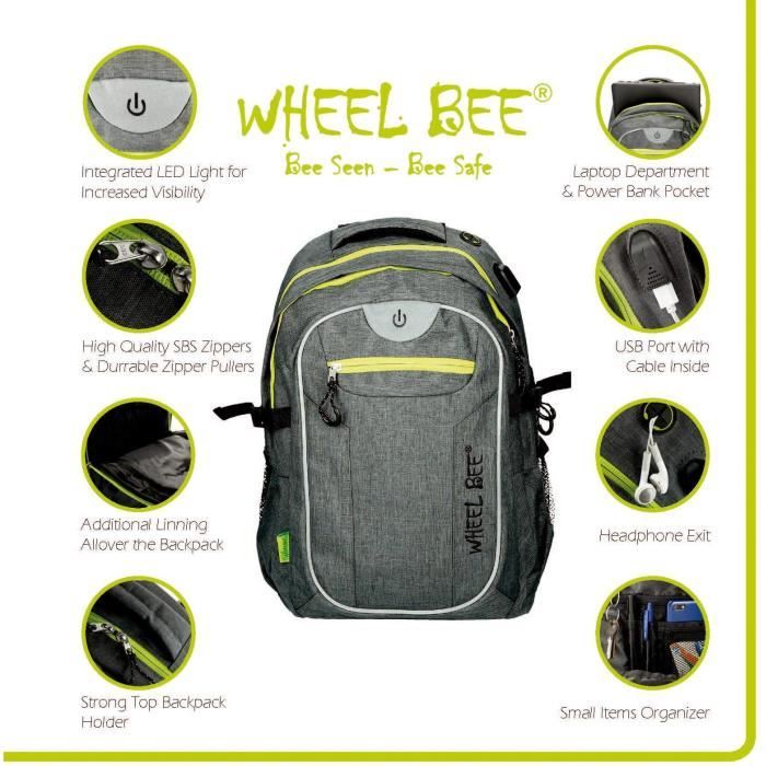 Sac a dos - SCHILDKRÖT - Wheel Bee Revolution - LED - Polyester 600D - 30L