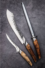 Fusil a aiguiser - FORGED - KATAI - Acier VG10 - Manche en bois de racine - L 43,5 cm