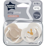 Sucettes - TOMMEE TIPPEE - ANYTIME - 6-18 mois - Lot de 2 sucettes symÈtriques sans BPA - Capsule de stÈrilisation rÈutilisable