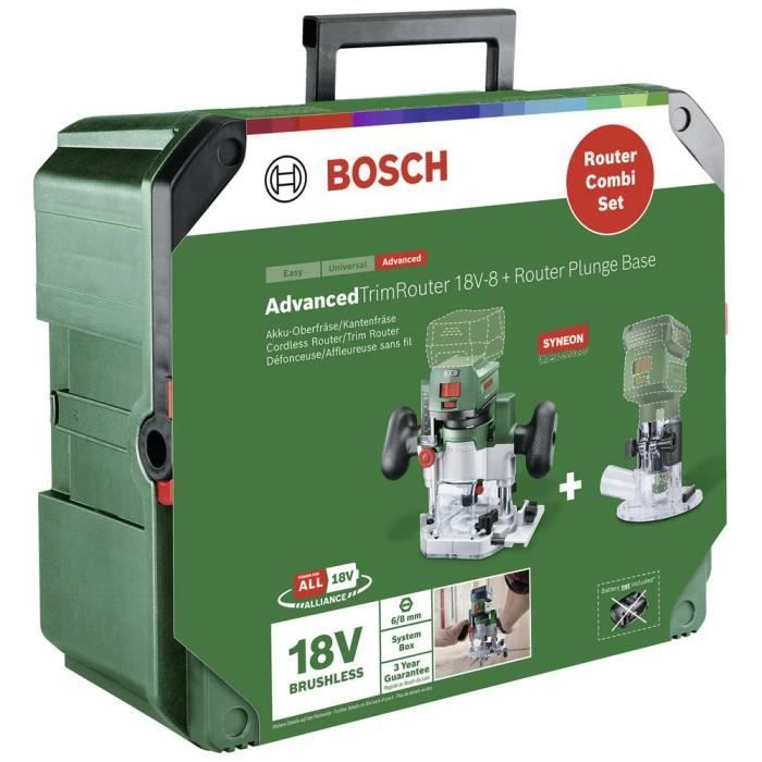 Affleureuse Bosch AdvancedTrimRouter 18V-8 avec base Router Plunge, sans batterie ni chargeur 06039D5002