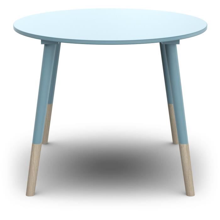 Ensemble table + chaises FIRMIANA - style scandinave - bleu orage & bois naturel - DEMEYERE