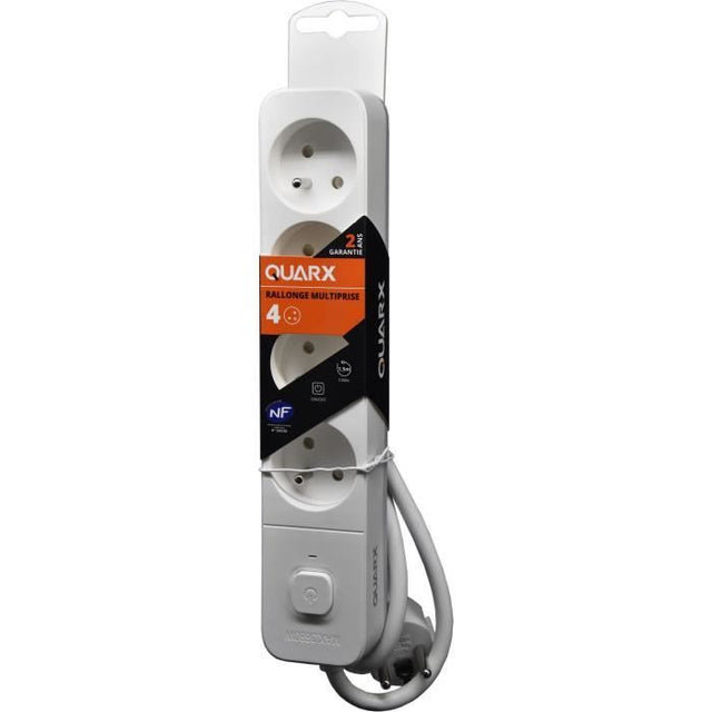 Multiprise - QUARX - 4 prises - Avec interrupteur, câble 1,5m