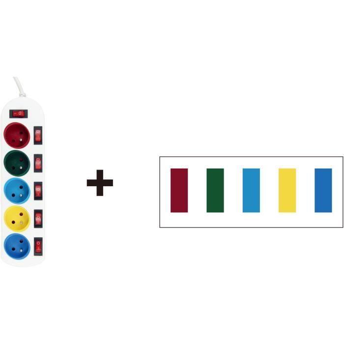 Bloc multiprise - GAO - 5 prises - Avec interrupteurs, 16A, 230V