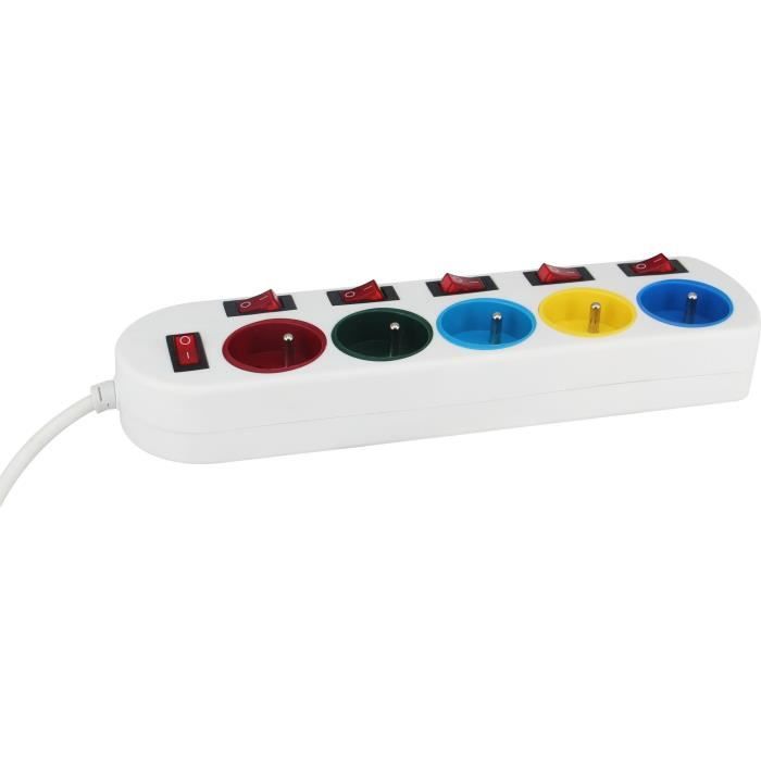 Bloc multiprise - GAO - 5 prises - Avec interrupteurs, 16A, 230V