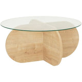 Table basse en verre - BUBBLE - Ronde - Chene Saphir - 75 x 75 x 35 cm