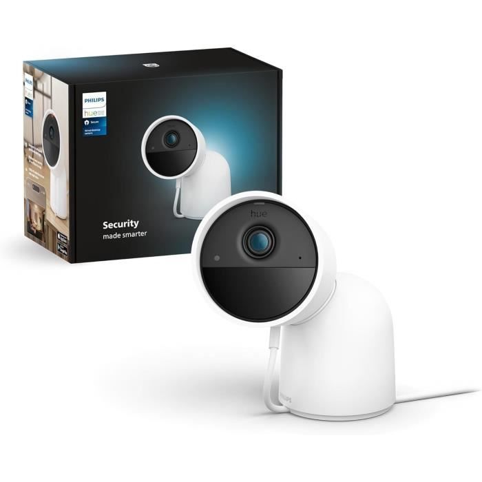 Caméra filaire avec support de bureau - Philips Hue - Secure - HD 1080P - Intérieure ou extérieure - Blanc