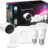Kit de dťmarrage - Philips Hue - Secure - Inclus : 1 camťra filaire + 2 capteurs de contact + 2 ampoules connectťes + 1 pont