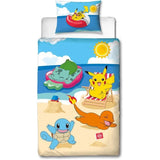 Parure de lit - POKEMON - Pikachu a la plage - Microfibre - 1 housse de couette 140 x 200 cm + 1 taie 63 x 63 cm