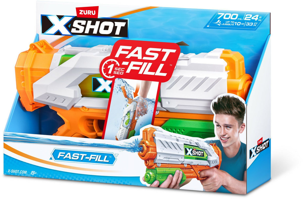 Pistolet ŕ eau - ZURU - X-SHOT Medium Fast-Fill - Remplissage 1 seconde - Portée 9 m - Réservoir 700 ml