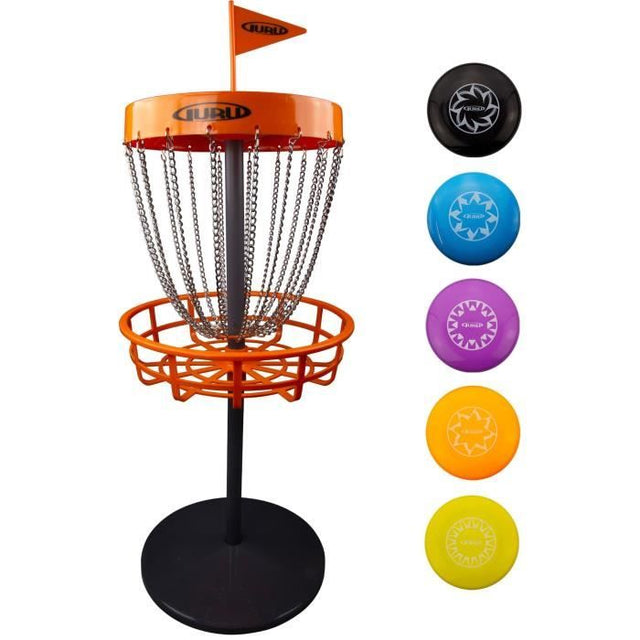 Disc golf mini basket set - SCHILDKROT 6 Guru - 5 mini-disques - Jeu intérieur/extérieur - Jusqu'a 5 joueurs