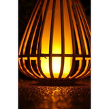 Lampe solaire - Marta - Beige - Bambou naturel - Eclairage effet flamme - Recharge USB et solaire