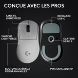 Souris gamer - sans fil - Logitech - G Pro X Superlight 2 DEX - Blanc
