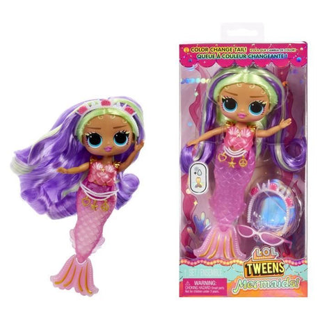 L.O.L. Surprise! Tweens - Sirene Cléo - Poupée avec queue de sirene qui change de couleur, Nageoire mobile, Accessoires -  4 ans