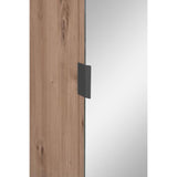 Vestiaire d'entrée avec rangements et miroir - L80 x P37 x H189,6 cm - décor chene et noir - MEDAN