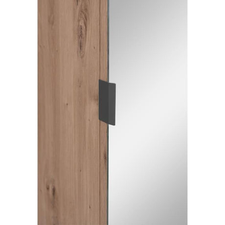 Vestiaire d'entrée avec rangements et miroir - L80 x P37 x H189,6 cm - décor chene et noir - MEDAN