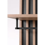 Vestiaire d'entrée avec rangements et miroir - L80 x P37 x H189,6 cm - décor chene et noir - MEDAN