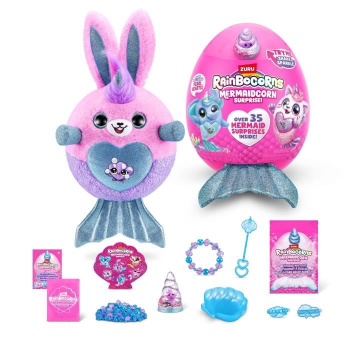 Peluches surprises - ZURU - Mermaidcorn Surprise S7 - 35 surprises - Queue brillante - oeuf a éclore