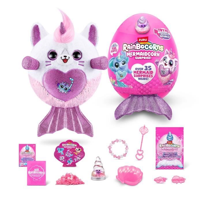 Peluches surprises - ZURU - Mermaidcorn Surprise S7 - 35 surprises - Queue brillante - oeuf a éclore