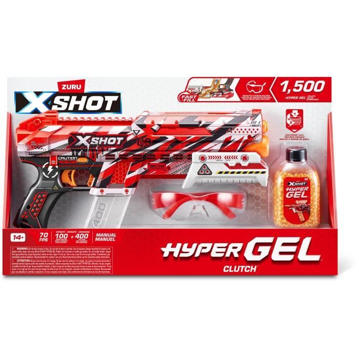 Blaster Hyper Gel - ZURU - X-SHOT Small Clutch - Automatique et semi-automatique - 1500 pastilles - Portée 45 m/sec