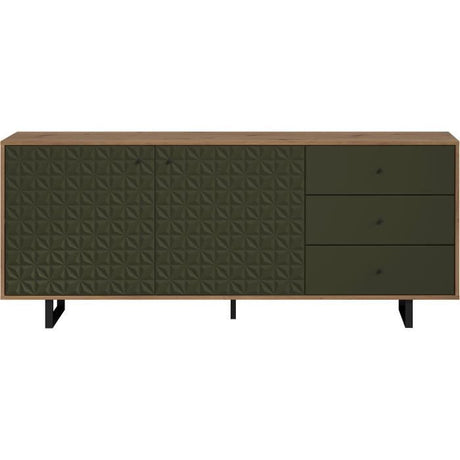 Buffet bas - SENTRA - Vert foncé - 2 portes, 3 tiroirs - 124 x 40 x 136 cm - TRENDTEAM