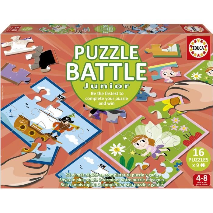 Puzzle - EDUCA - Battle Jr Fantasy - 16 puzzles - Theme fantastique - Pour enfants a partir de 4 ans