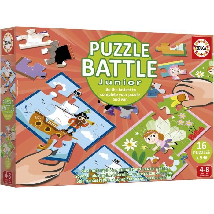 Puzzle - EDUCA - Battle Jr Fantasy - 16 puzzles - Theme fantastique - Pour enfants a partir de 4 ans