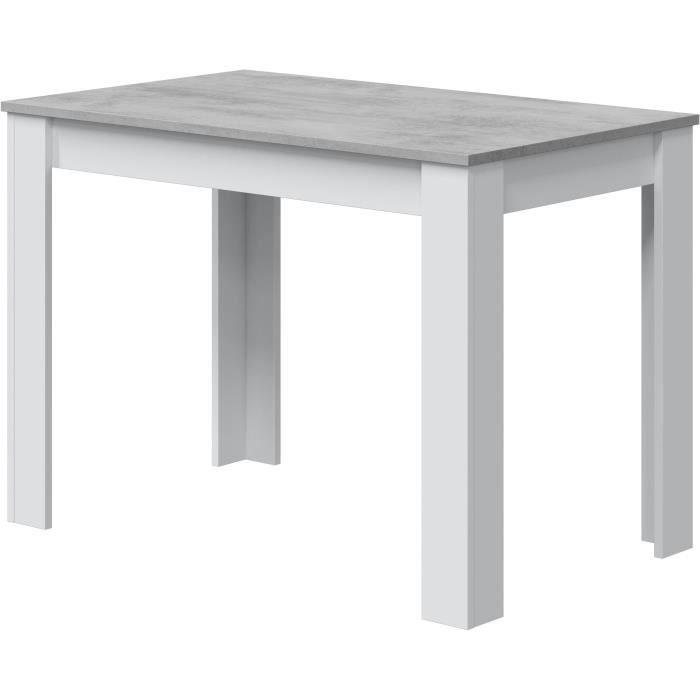 Table a manger - CLoe - Rectangulaire - Blanc Artik / Béton - 109 x 67 x 78 cm