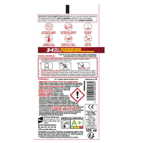 Colle de fixation et d'étanchéité - CYANOLIT - Cristal - Tube 125 ml - Transparent - Pratique et flexible