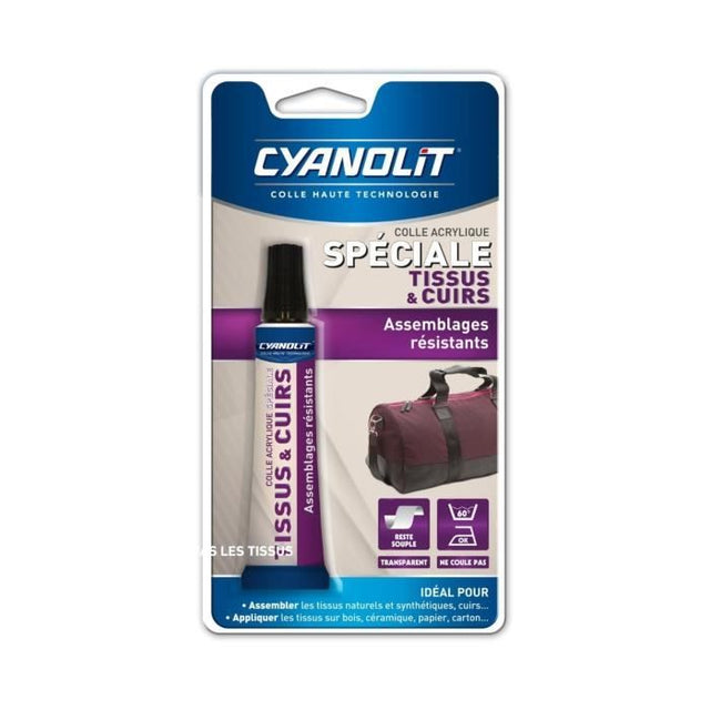 Colle spéciale tissu - CYANOLIT - Fixation flexible - Idéale pour tissus et textiles