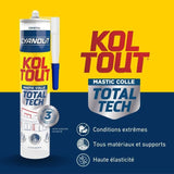 Colle de fixation et d'étanchéité - CYANOLIT - Total tech - Cristal - Cartouche 290 ml - Transparent - Multi-matériaux et flexible