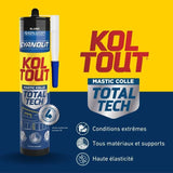 Colle de fixation et d'étanchéité - CYANOLIT - Total tech - Blanc - Cartouche 290 ml - Multi-matériaux - Étanche et flexible