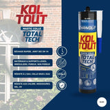 Colle de fixation et d'étanchéité - CYANOLIT - Total tech - Blanc - Cartouche 290 ml - Multi-matériaux - Étanche et flexible