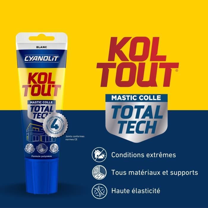 Colle de fixation et d'étanchéité - CYANOLIT - Total tech - Blanc - Tube 125 ml - Polyvalente - Haute résistance