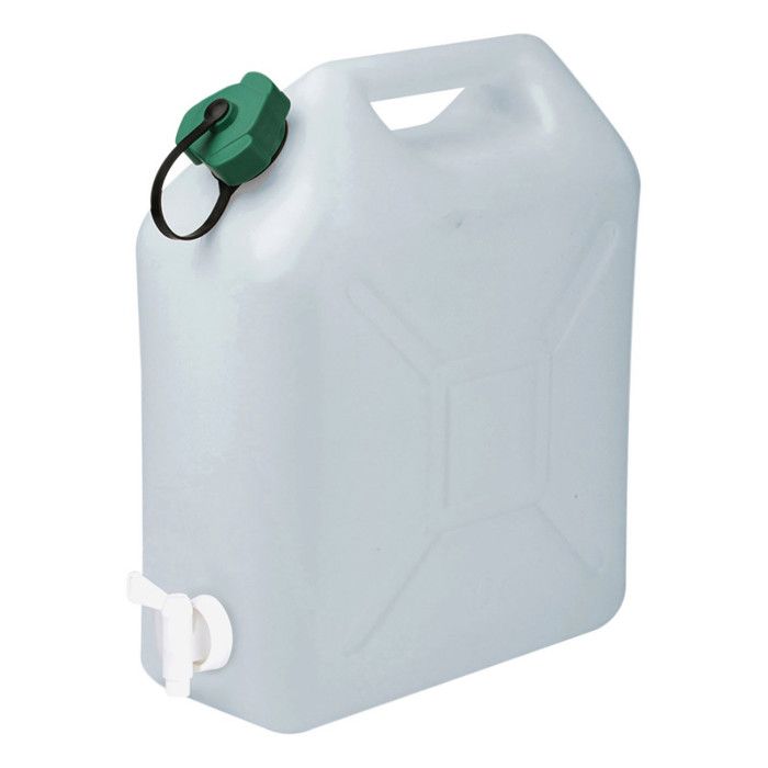 Jerrycan extra-fort - [MARQUE] - avec robinet eau propre 5 litres - Blanc et vert - Camping-car