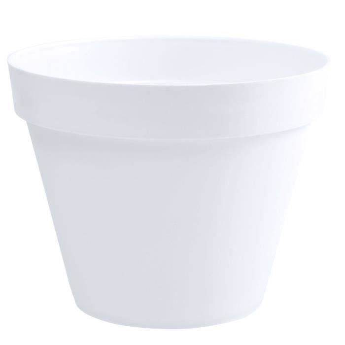 EDA Pot de fleur rond Toscane - Ø 48 x H 40 cm - 43 L - Blanc