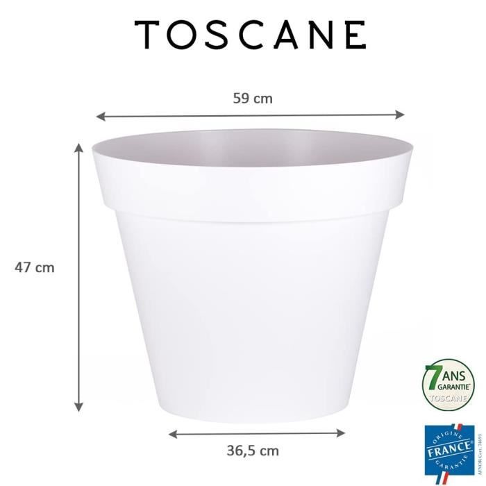 EDA Pot de fleurs rond TOSCANE - 76 L - Ø 60 x H 47 cm - Blanc