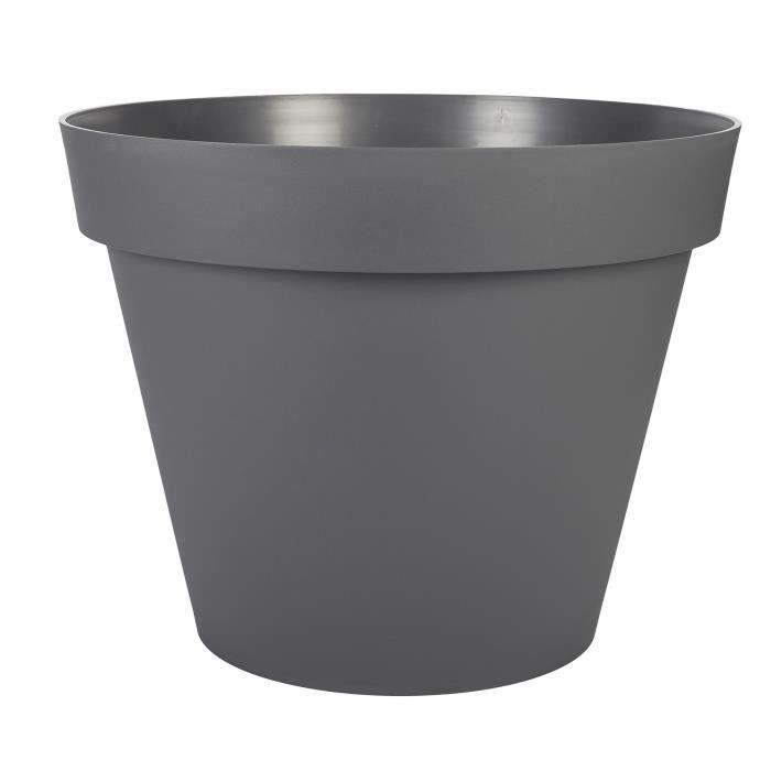 Pot de fleur Rond - Ř 60 cm  - EDA - Toscane - 76 L - Intérieur/Extérieur - Ř 60 x H 47 cm - Gris Anthracite