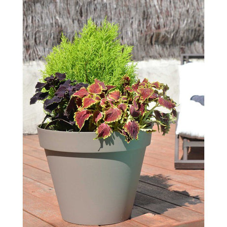 Pot de fleur Rond - Ř 60 cm - EDA - Toscane - 76 L - Intérieur/Extérieur - Ř 60 x H 47 cm - Taupe