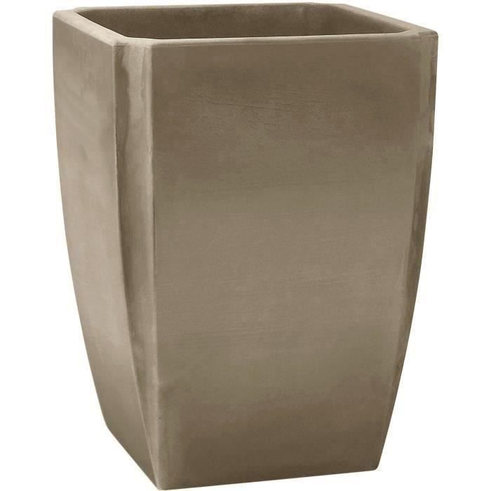 PALMEA 65 L High Vase Shrub Container - Double Wall - Integrated Water Reserve - 47 x 47 x 65 cm - Taupe - EDA