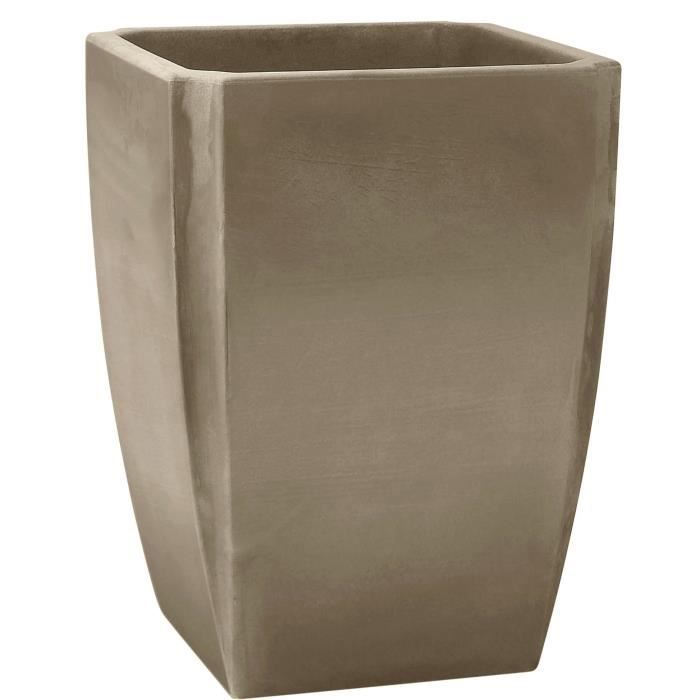 Bac a Arbustes Vase Haut PALMEA 65 L - Double Paroi - RÈserve d'Eau IntÈgrÈe - 47 x 47 x 65 cm - Taupe - EDA