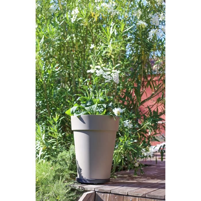 Vase mi-haut Rond Ø 44 cm - EDA - Toscane - 50 L - Ø 44 x H. 53 cm - Taupe