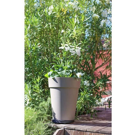 EDA - Pot de fleurs Rond mi-haut  - Toscane - Ř 44 x 53 cm - Intérieur / Extérieur - 50 L - Taupe