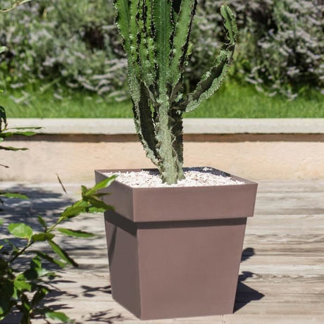 Pot de fleur carré - Toscane - EDA - 39 x 39 x H. 39 cm - Intérieur / Extérieur - 38L - Taupe