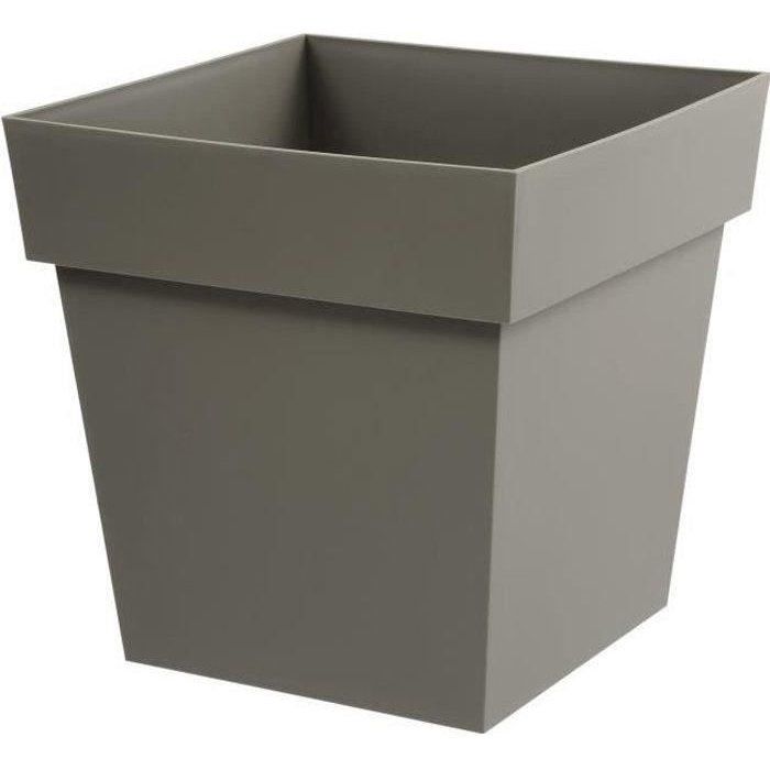 Pot de fleur carré - Toscane - EDA - 39 x 39 x H. 39 cm - Intérieur / Extérieur - 38L - Taupe