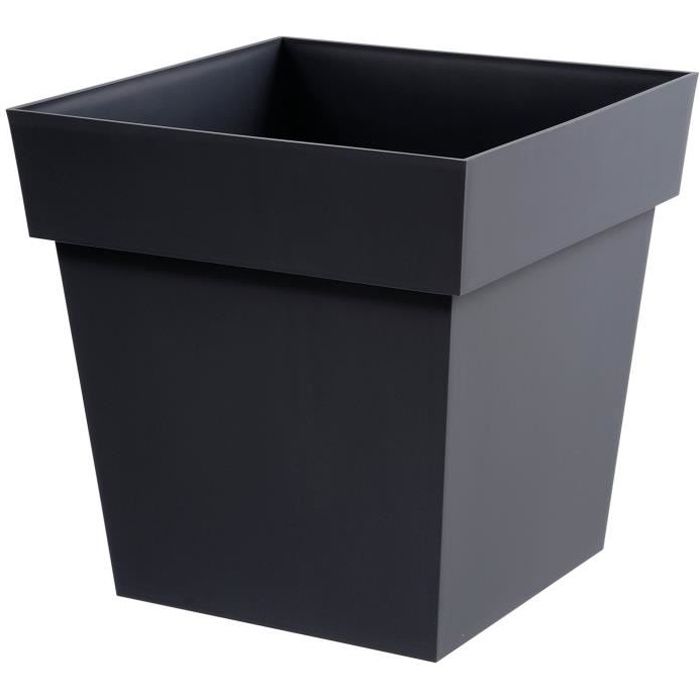 EDA Tuscany square flower pot - 39 x 39 x H 39 cm - 38 L - Anthracite grey