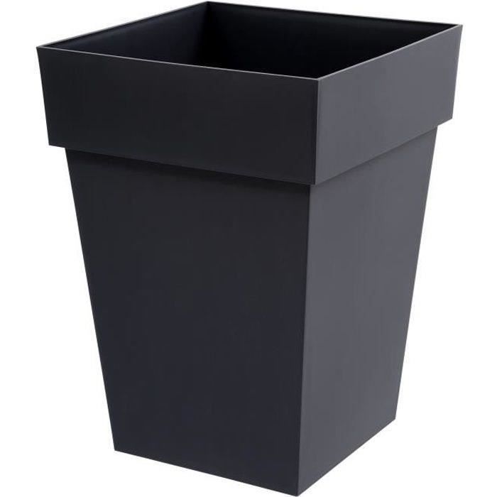 EDA Tuscany Square Mid-Tall Flower Pot - 39 x 39 x H 53 cm - 51 L - Anthracite Grey